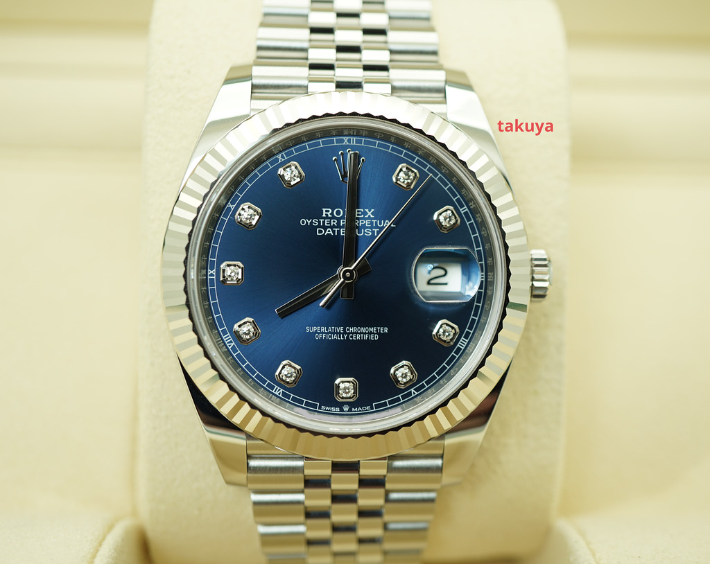 Rolex datejust 41 on sale blue dial jubilee diamond