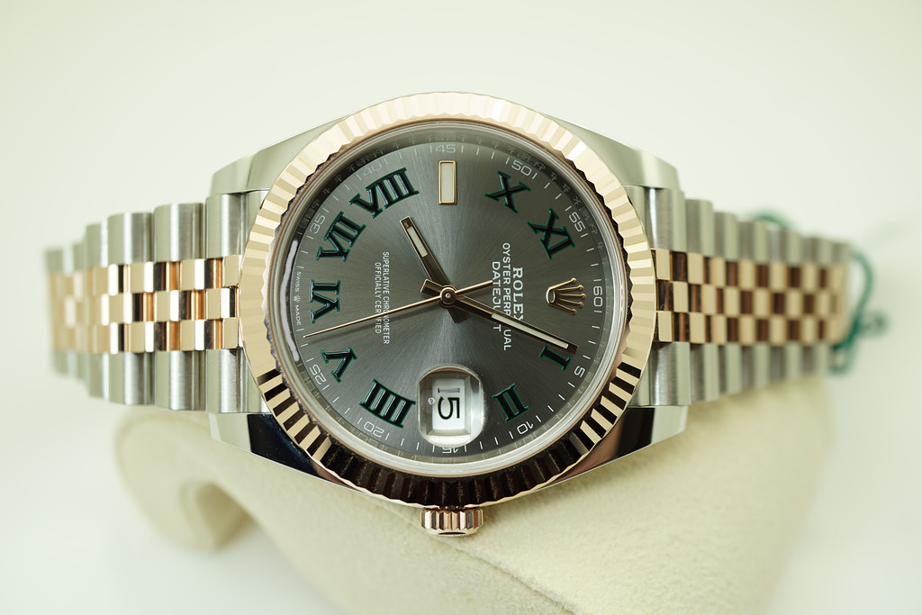 BRAND NEW Rolex 126331 DATEJUST 41 ROSE GOLD STEEL WIMBLEDON DIAL ...