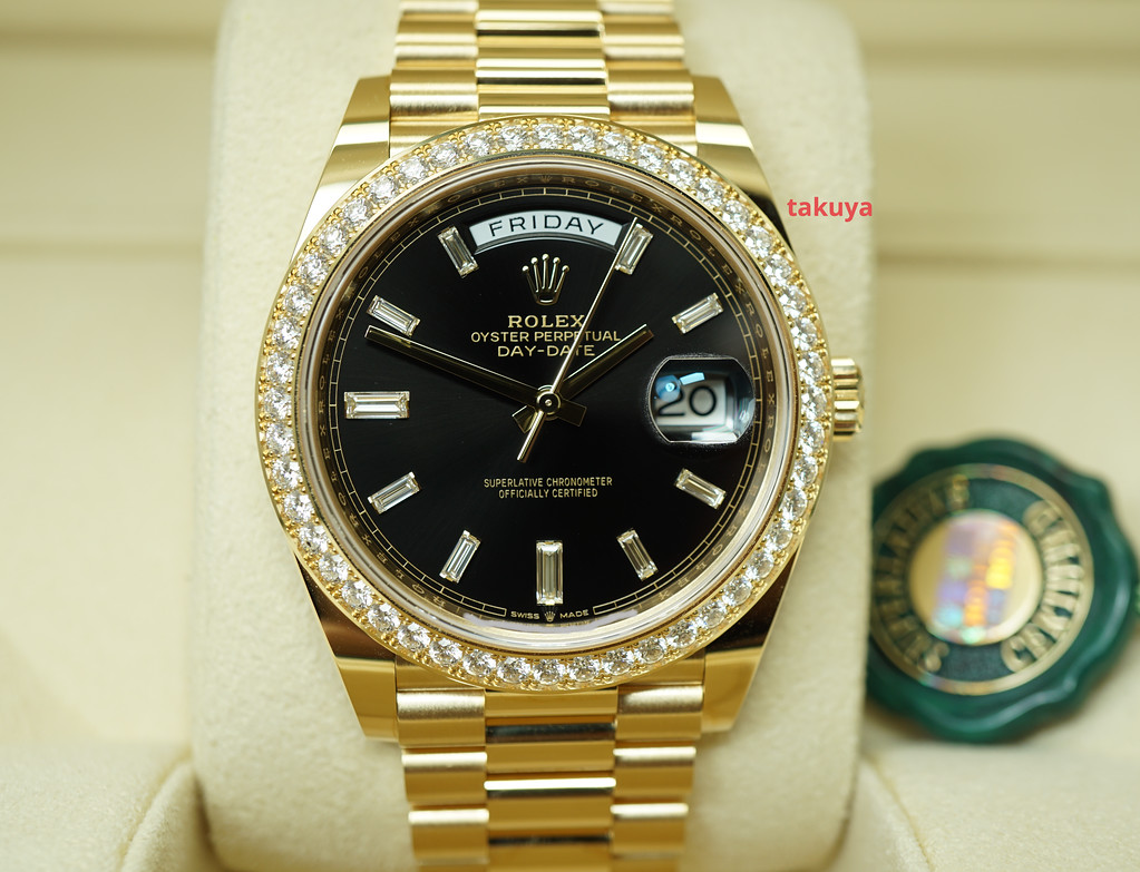 BRAND NEW Rolex 228348RBR DAY DATE 40 YELLOW GOLD DIAMOND BEZEL