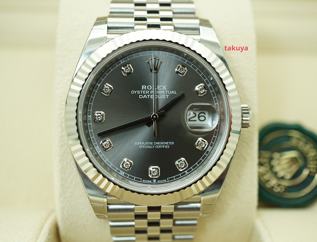 BRAND NEW Rolex 126334 DATEJUST 41 FLUTED BEZEL SLATE DIAMOND DIAL