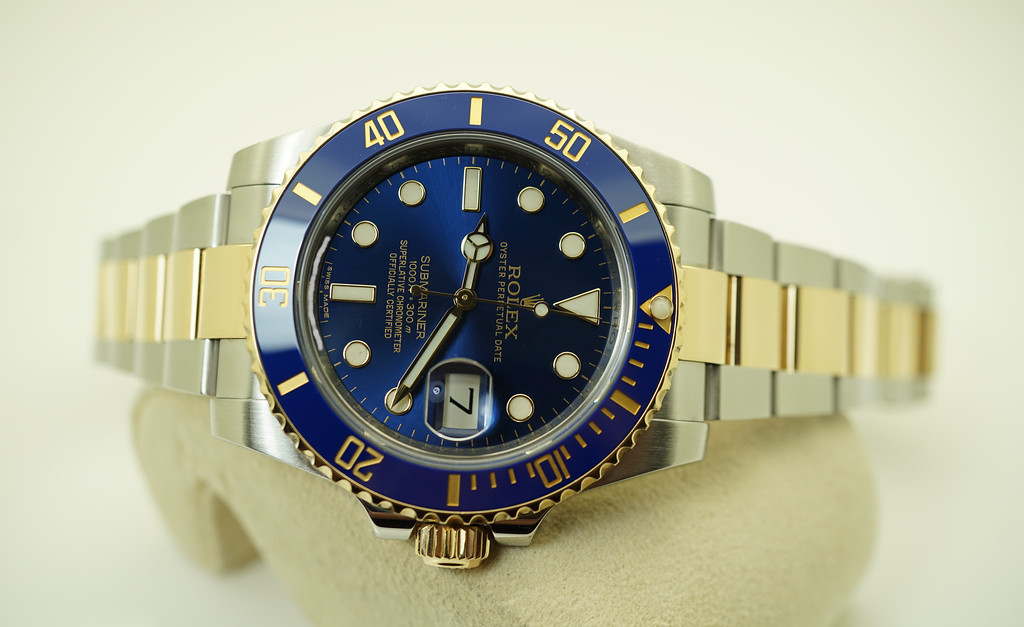 Rolex 116613lb Submariner 2 Tone Sunburst Blue Dial Complete Set 