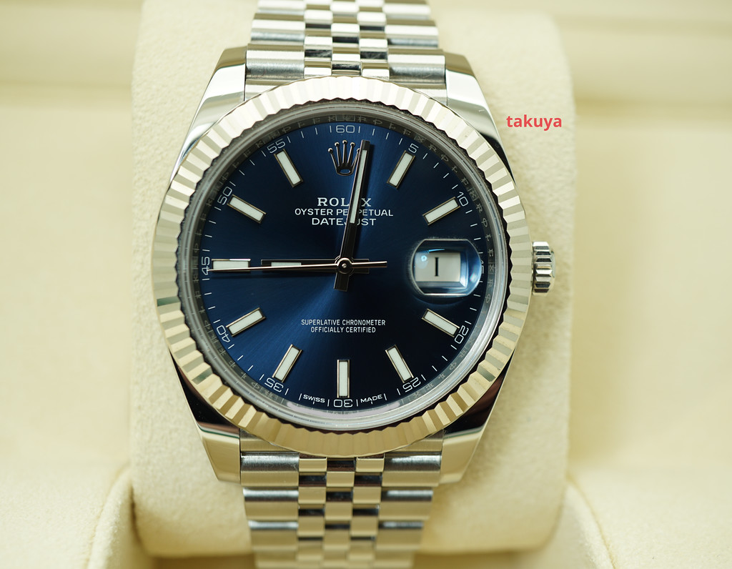 rolex datejust 41 blue jubilee fluted bezel