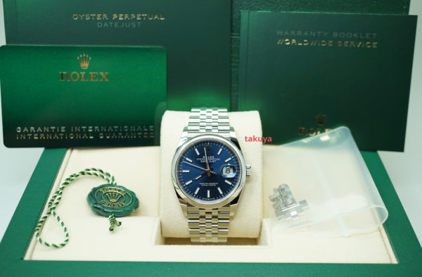 Rolex 126200 DATEJUST 36MM BLUE STICK DIAL JUBILEE BAND 2020 COMPLETE SET - Image 2