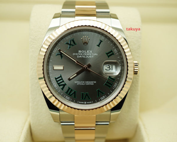 Rolex 126331 DATEJUST 41 ROSE GOLD STEEL WIMBLEDON DIAL 2021 WARRANTY FULL SET