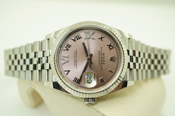 MINT Rolex 126234 DATEJUST FLUTED BEZEL PINK DIAMOND SET DIAL 2020 JUBILEE BAND FULL SET - Image 9