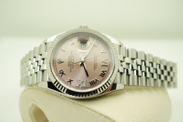 MINT Rolex 126234 DATEJUST FLUTED BEZEL PINK DIAMOND SET DIAL 2020 JUBILEE BAND FULL SET - Image 10