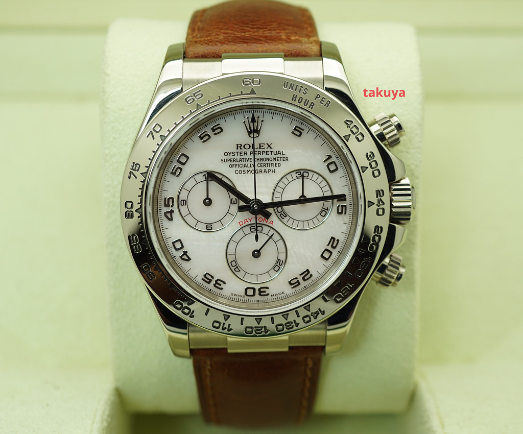 Rolex 16519 ZENITH DAYTONA 18K WHITE GOLD MOTHER OF