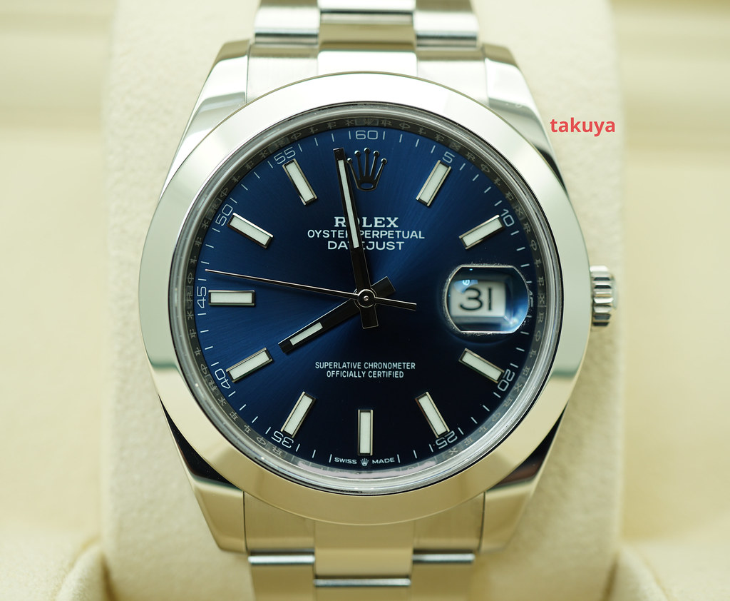 Rolex 126300 DATEJUST 41 BLUE STICK DIAL OYSTER BAND 2021 WARRANTY FULL ...