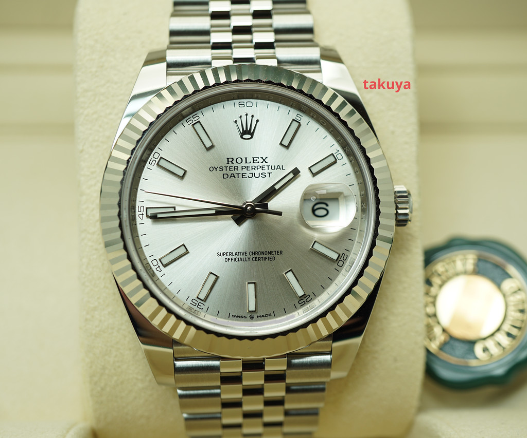 BRAND NEW Rolex 126334 DATEJUST 41 FLUTED BEZEL SILVER STICK DIAL ...