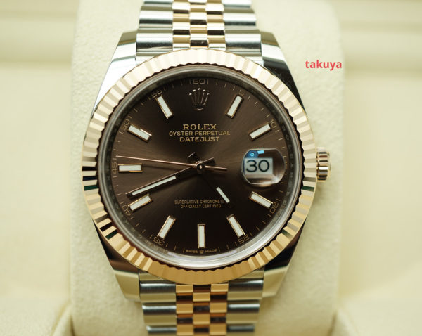 Rolex 126331 DATEJUST 41 ROSE GOLD STEEL CHOCOLATE DIAL JUBILEE 2021 FULL SET