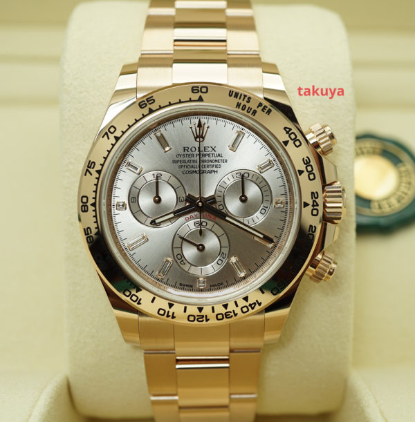 BRAND NEW Rolex 116505 DAYTONA 18K ROSE GOLD DIAMOND BAGUETTE DIAL 2021 FULL SET