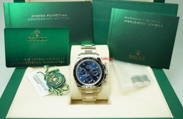 Rolex 116509 DAYTONA 18K WHITE GOLD BLUE DIAL 2021 WARRANTY COMPLETE SET - Image 2