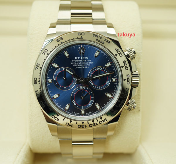 Rolex 116509 DAYTONA 18K WHITE GOLD BLUE DIAL 2021 WARRANTY COMPLETE SET