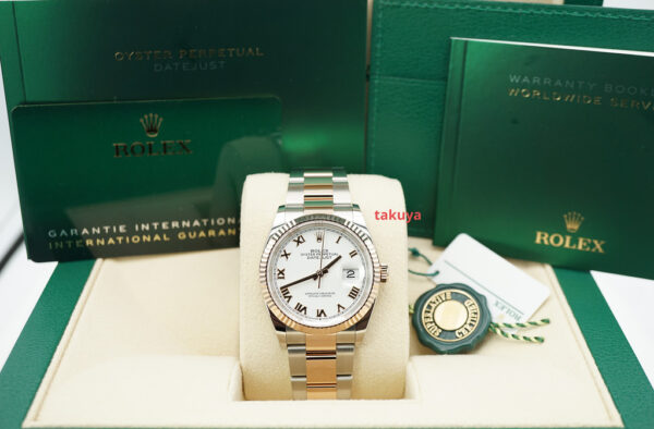 BRAND NEW Rolex 126231 DATEJUST 36 18K EVEROSE GOLD SS WHITE ROMAN DIAL 2023 FULL SET - Image 2