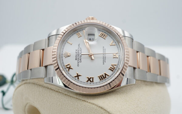 BRAND NEW Rolex 126231 DATEJUST 36 18K EVEROSE GOLD SS WHITE ROMAN DIAL 2023 FULL SET - Image 10