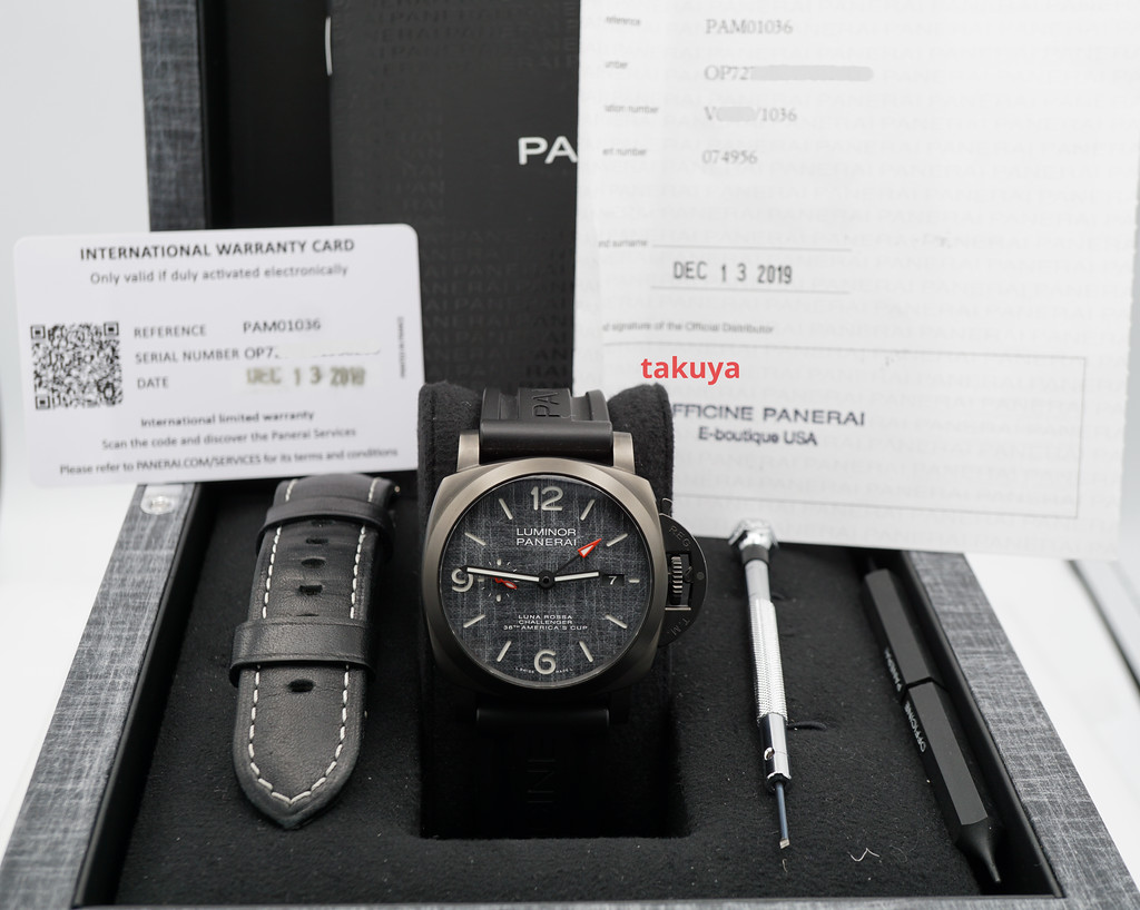 PANERAI Pam 1036 LUMINOR LUNA ROSSA GMT TITANIUM DLC GREY DIAL