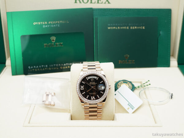 BRAND NEW Rolex 128345RBR DAY DATE 36 ROSE GOLD EISENKIESEL DIAMOND DIAL BEZEL 2023 FULL SET - Image 2