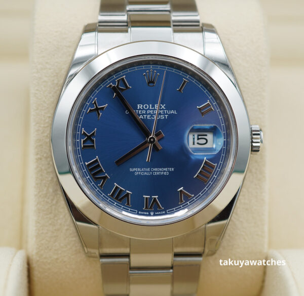 MINT Rolex 126300 DATEJUST 41 AZZURRO BLUE ROMAN DIAL OYSTER WARRANTY FULL SET