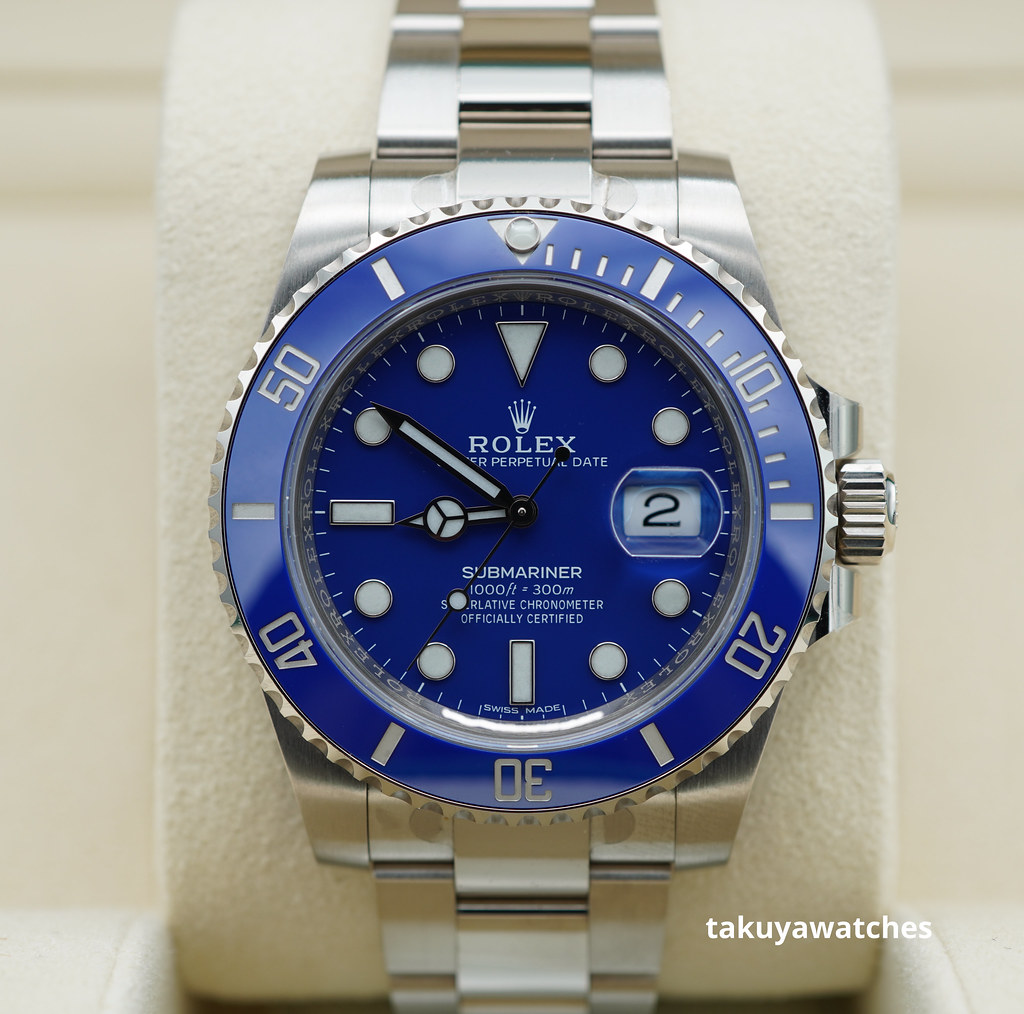 Rolex 116619LB SUBMARINER WHITE GOLD BLUE DIAL SMURF 2020 WARRANTY FULL ...