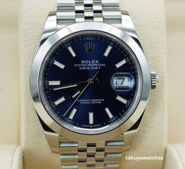 Rolex 126300 DATEJUST 41 BLUE STICKS DIAL JUBILEE BAND 2022 WARRANTY FULL SET