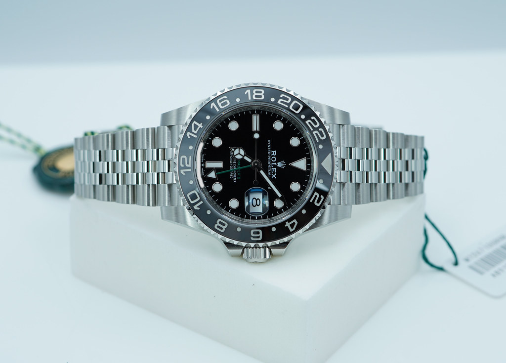 BRAND NEW Rolex 126710GRNR GMT MASTER II BLACK GREY BEZEL JUBILEE BAND ...