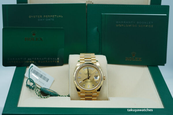 Rolex 228238 DAY DATE 40 YELLOW GOLD CHAMPAGNE BAGUETTE DIAL 2023 FULL SET - Image 2