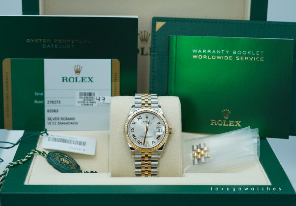 Rolex 278273 DATEJUST 31 YELLOW GOLD STEEL SILVER DIAMOND DIAL JUBILEE BAND FULL SET - Image 2