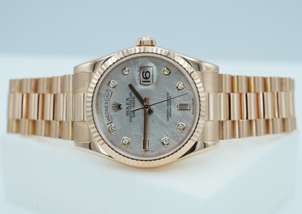 Rolex 118235 DAY DATE PRESIDENT 36 ROSE GOLD METEORITE DIAMOND DIAL BOX PAPERS - Image 10