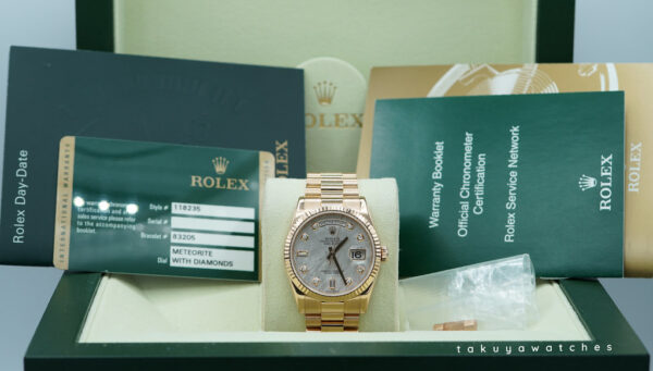 Rolex 118235 DAY DATE PRESIDENT 36 ROSE GOLD METEORITE DIAMOND DIAL BOX PAPERS - Image 2