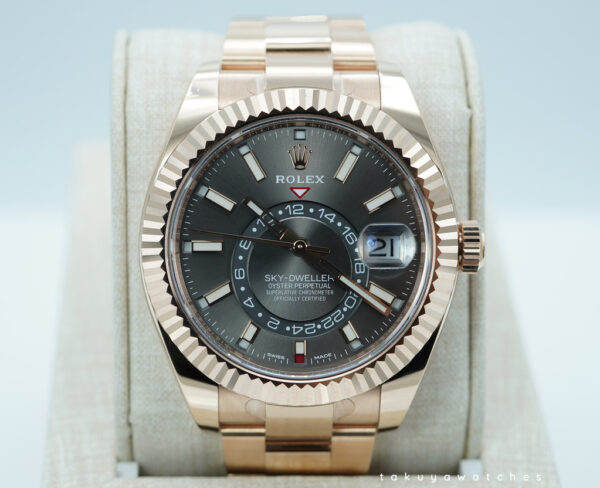 Rolex 326935 SKY-DWELLER 18K ROSE GOLD DARK RHODIUM DIAL 2019 FULL SET