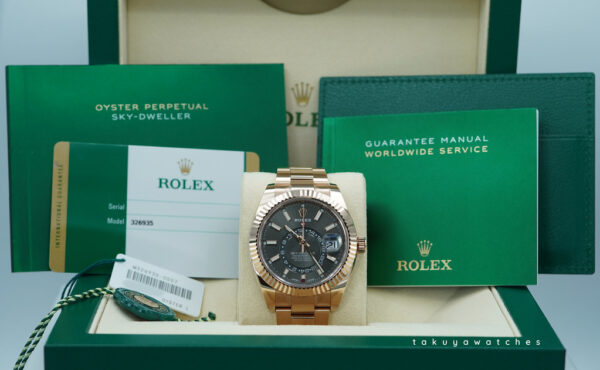 Rolex 326935 SKY-DWELLER 18K ROSE GOLD DARK RHODIUM DIAL 2019 FULL SET - Image 2