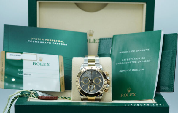 Rolex 116523 DAYTONA 18K YELLOW GOLD STAINLESS STEEL GREY DIAL FULL SET - Image 2