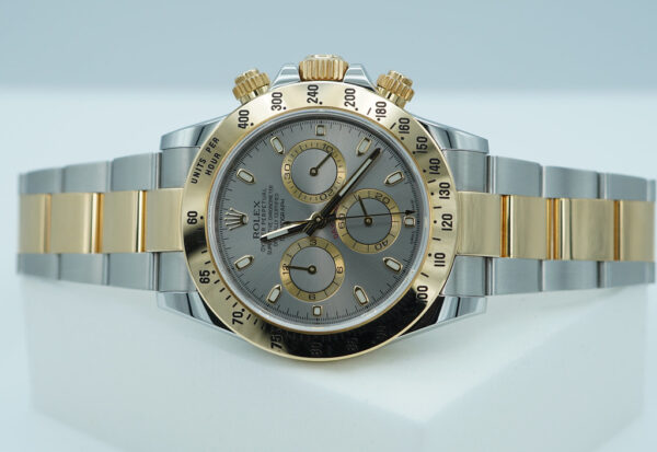 Rolex 116523 DAYTONA 18K YELLOW GOLD STAINLESS STEEL GREY DIAL FULL SET - Image 10