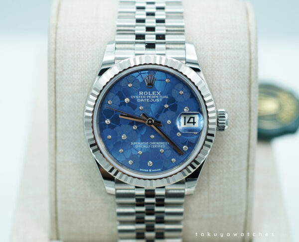 BRAND NEW Rolex 278274 DATEJUST 31 AZZURRO BLUE FLORAL MOTIF DIAMONDS DIAL 2024 FULL SET