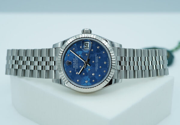 BRAND NEW Rolex 278274 DATEJUST 31 AZZURRO BLUE FLORAL MOTIF DIAMONDS DIAL 2024 FULL SET - Image 10