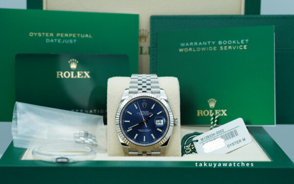 BRAND NEW Rolex 126334 DATEJUST 41 FLUTED BEZEL BLUE STICK DIAL JUBILEE 2024 FULL SET - Image 2