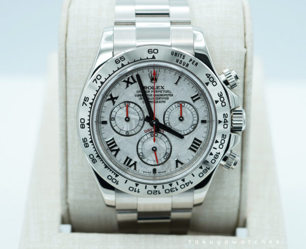 Rolex 116509 DAYTONA WHITE GOLD METEORITE ROMAN DIAL RSC SERVICED 2023 FULL SET