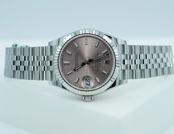 BRAND NEW Rolex 278274 DATEJUST 31 FLUTED BEZEL PINK DIAL JUBILEE BAND 2024 FULL SET - Image 9