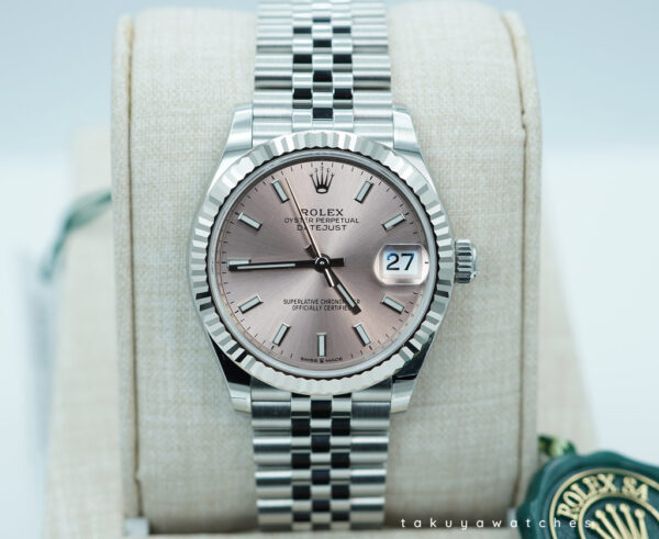 BRAND NEW Rolex 278274 DATEJUST 31 FLUTED BEZEL PINK DIAL JUBILEE BAND 2024 FULL SET