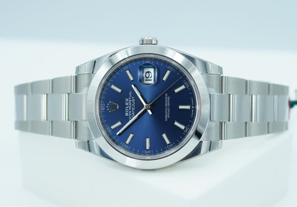 BRAND NEW Rolex 126300 DATEJUST 41 BLUE STICK DIAL OYSTER BAND 2024 FULL SET - Image 10