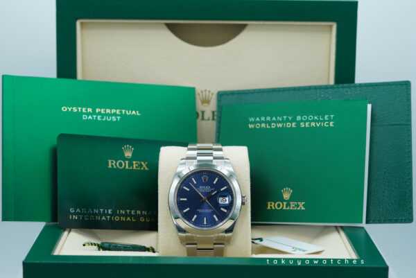 BRAND NEW Rolex 126300 DATEJUST 41 BLUE STICK DIAL OYSTER BAND 2024 FULL SET - Image 2