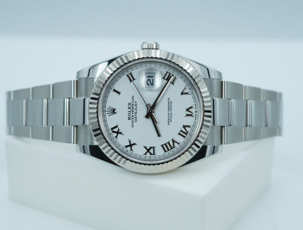 Rolex 126334 DATEJUST FLUTED BEZEL WHITE ROMAN DIAL OYSTER BAND 2021 FULL SET - Image 10