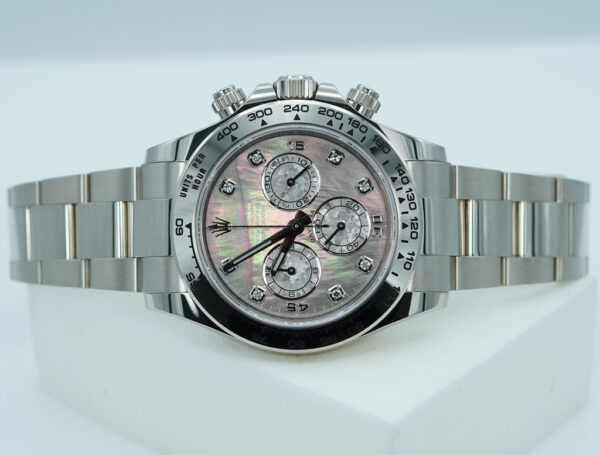 Rolex 116509 DAYTONA 18K WHITE GOLD TAHITIAN MOP DIAMOND DIAL 2021 FULL SET - Image 10