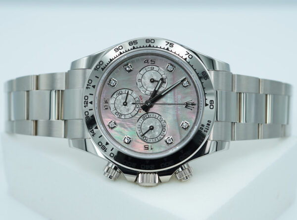 Rolex 116509 DAYTONA 18K WHITE GOLD TAHITIAN MOP DIAMOND DIAL 2021 FULL SET - Image 9