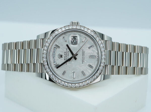 NEW Rolex 228349RBR DAY DATE WHITE GOLD DIAMOND BEZEL METEORITE BAGUETTE DIAL FULL SET - Image 10