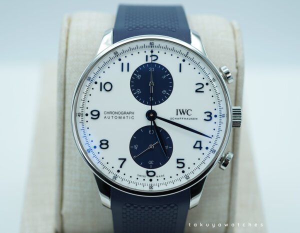 Iwc IW371620 PORTUGIESER CHRONOGRAPH BLUE PANDA DIAL RUBBER STRAP 2024 FULL SET