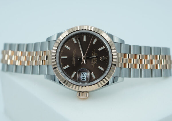 Rolex 279171 DATEJUST 28 TWO TONE ROSE GOLD CHOCOLATE DIAL JUBILEE BAND FULL SET - Image 9