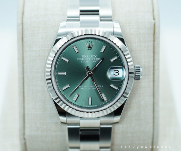 BRAND NEW Rolex 278274 DATEJUST 31 FLUTED BEZEL MINT GREEN DIAL 2025 FULL SET