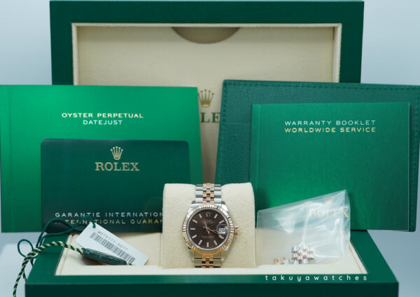 Rolex 279171 DATEJUST 28 TWO TONE ROSE GOLD CHOCOLATE DIAL JUBILEE BAND FULL SET - Image 2