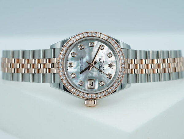 Rolex 279381RBR DATEJUST 28 ROSE GOLD DIAMOND BEZEL MOP DIAMOND DIAL JUBILEE FULL SET - Image 9